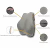 Juosmeninė atraminė pagalvėlė MDH DRQE3S0BBXUXP – ergonomiška iš atminties porolono, 450×410×105 mm, 55 kg/m³, pilka, su dėklu