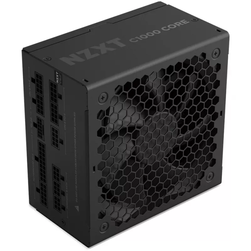 NZXT C1000 Gold Core, maitinimo blokas, juodas, 1x 12 kontaktų GPU, 3x PCIe, kabelių valdymas, 1000 W