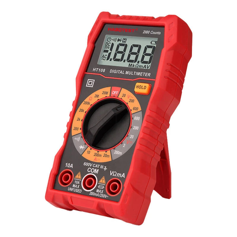 Multimetras Habotest HT108L — nuolatinė įtampa iki 600 V, kintamoji įtampa iki 600 V, 10 A diapazonas