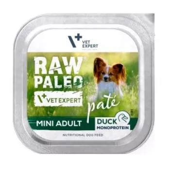 Šlapias šunų ėdalas VETEXPERT RAW PALEO Pâte Mini Adult Duck 150 g