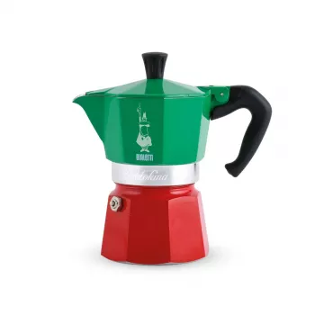 Bialetti La Mokina 0005650 — aliumininis kavinukas viryklei, žalia/raudona/sidabrinė