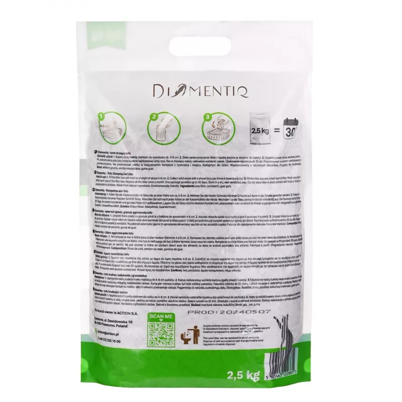 DIAMENTIQ Tofu Neutral Ultra kaupiantis - augalinis kraikas - 2,5 kg