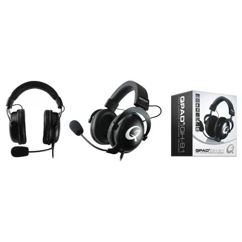 Ausinės QPAD QH-91 laidinės, galvos lankas, uždengiančios ausis, 15–25000 Hz, 2 m kabelis, juodos