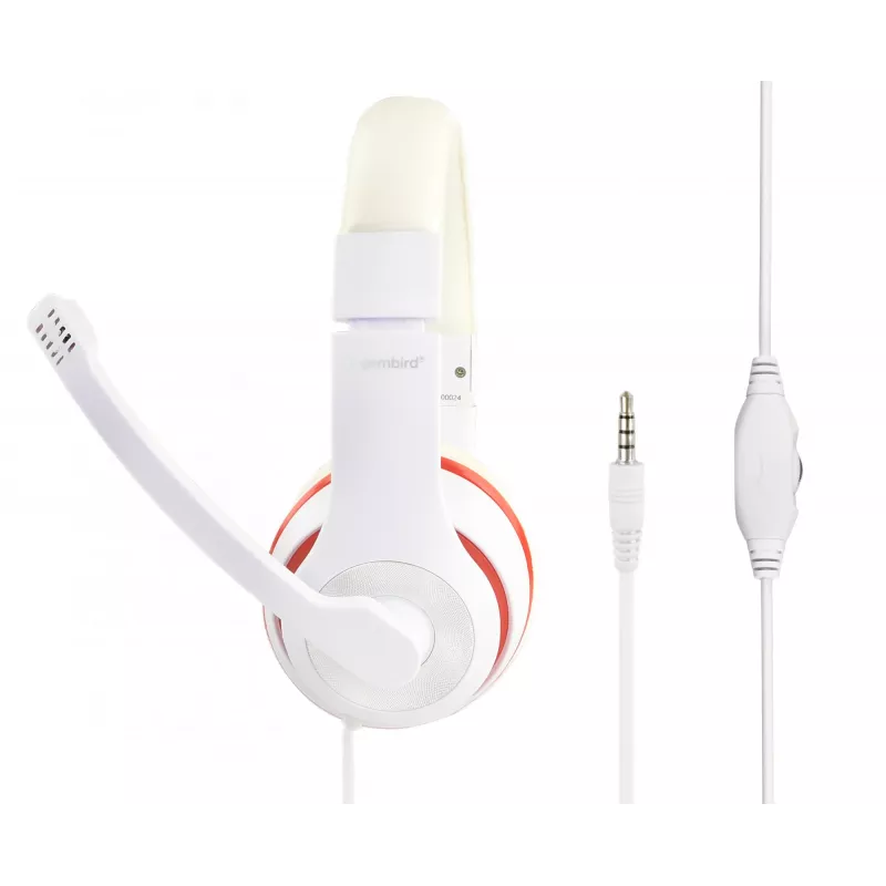 Ausinės stereo GEMBIRD MHS-03-WTRD baltos su raudonu žiedu