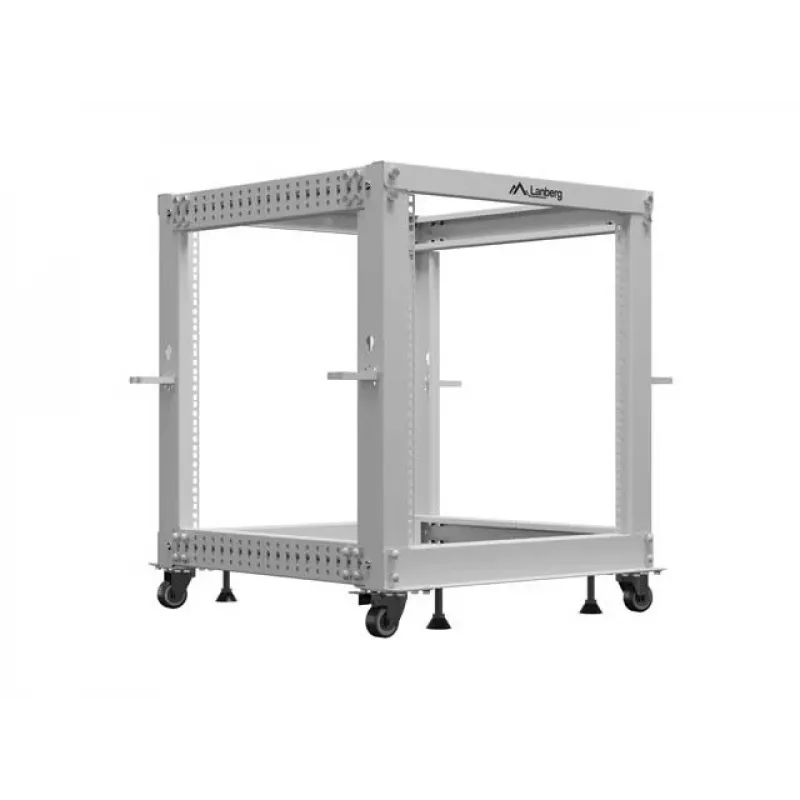 Atviras 19 colių stovas LANBERG 12U, reguliuojamas gylis 600–1100 mm, pilkas
