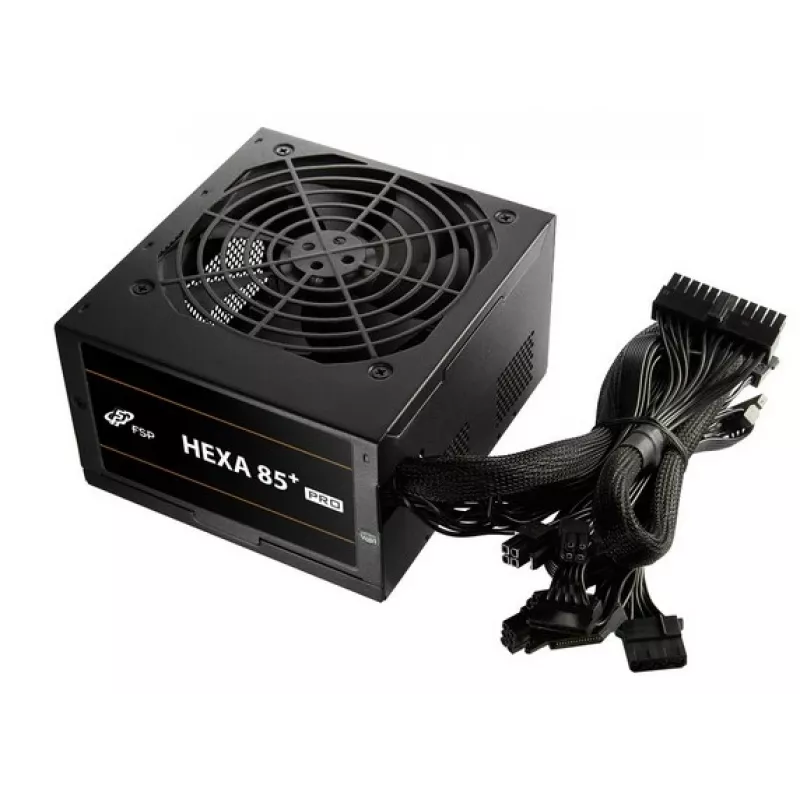 FSP HEXA 85+ PRO 650W maitinimo blokas ATX ATX2.5 juodas, 650 W, 100-240 V, 50-60 Hz, 9-4 A, aktyvus, 100 W