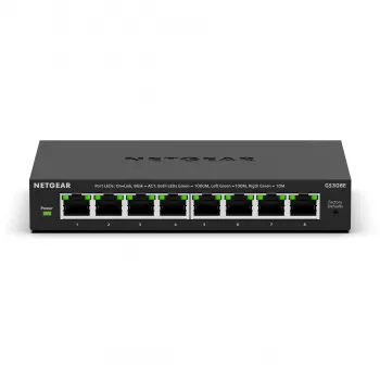 NETGEAR GS308E valdomas L2/L3 Gigabit Ethernet (10/100/1000) jungiklis, 8 prievadai, juodas