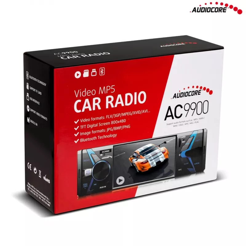 Audiocore AC9900 MP5 AVI DivX Bluetooth laisvų rankų įranga automobilinis grotuvas + nuotolinio valdymo pultas