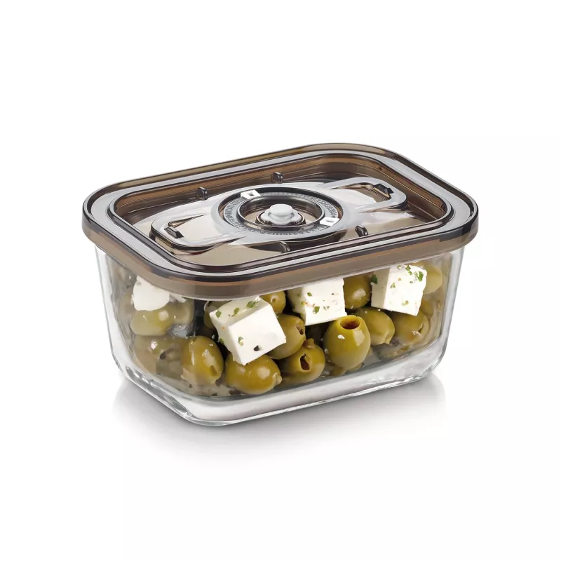 Caso VacuBoxx Eco M stiklinis vakuuminis indas su plastikiniu dangteliu, 0,8 l, skaidrus