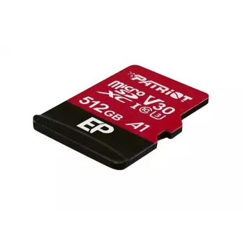 PATRIOT EP 512GB MicroSDXC atminties kortelė UHS-I U3 V30 A1, 90 MB/s skaitymas, su adapteriu