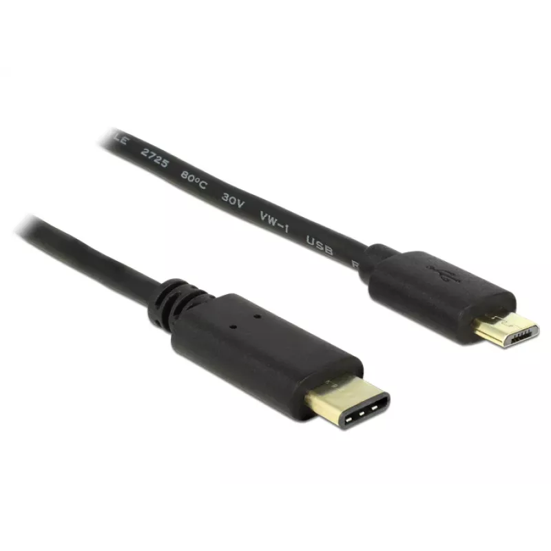 USB kabelis DeLOCK 2m USB 2.0-C USB 2.0 Micro-B juodas