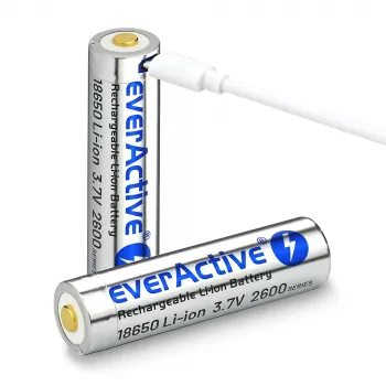 Baterija everActive 18650 3,7V Li-ion 2600mAh su micro USB ir apsauga BOX