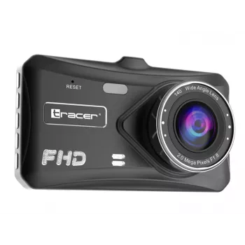 Automobilinis vaizdo registratorius TRACER 4TS Full HD dviejų kamerų, 2 MP priekinė, 0.4 MP salono, 140°/60° kampai, 4 colių IPS ekranas, 150 mAh baterija, aliumininis korpusas, parkavimo pagalba