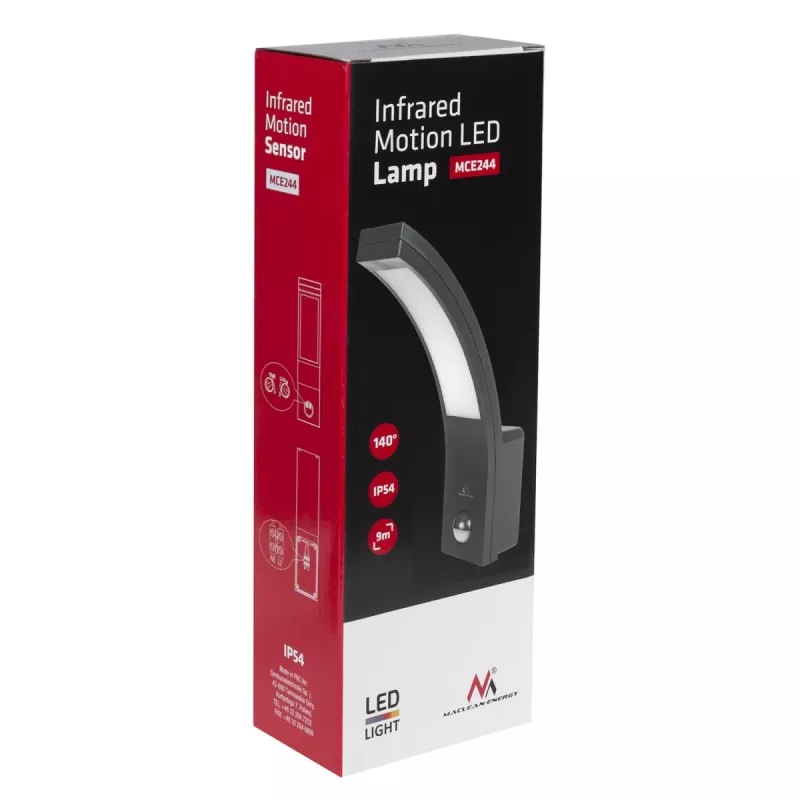 LED lauko šviestuvas su judesio davikliu MACLEAN MCE244B