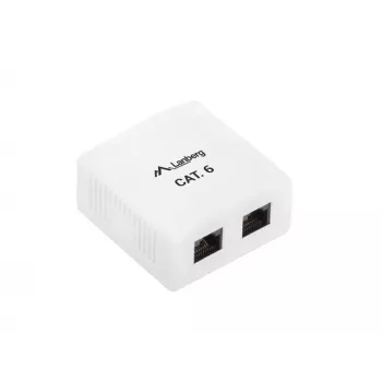 LANBERG OU6-0002-W kištukinis lizdas RJ-45 Cat6 baltas, 2 prievadai, 30×54×57 mm