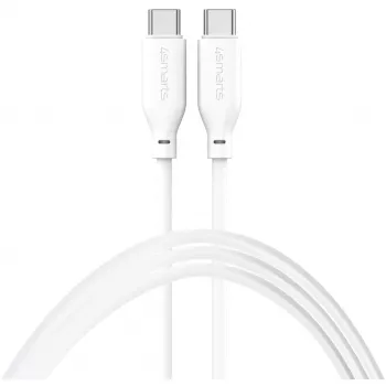 4smarts USB-C / USB-C Silicone-Cable High Flex 60W 1,5m Baltas