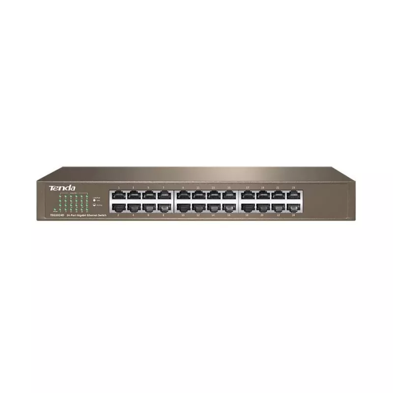 Nevaldomas jungiklis TENDA TEG1024D 24 prievadų Gigabit Ethernet, 48 Gbps, 8000 MAC lentelė, mėlynas