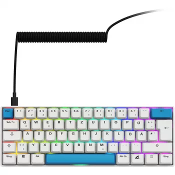Sharkoon SGK50 S4 klaviatūra, USB, QWERTZ vokiškas išdėstymas, balta, 60%, RGB LED