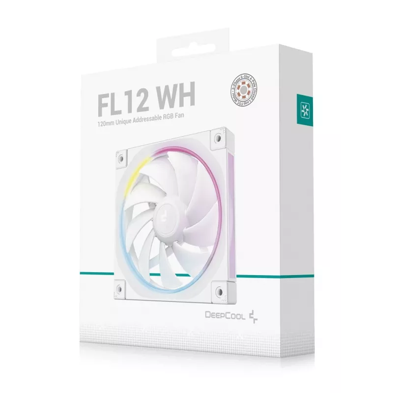 120 mm ventiliatorius DeepCool FL12 WH, PWM, 2150 RPM, 55 CFM, 32 dB, FDB, 4 kontaktų