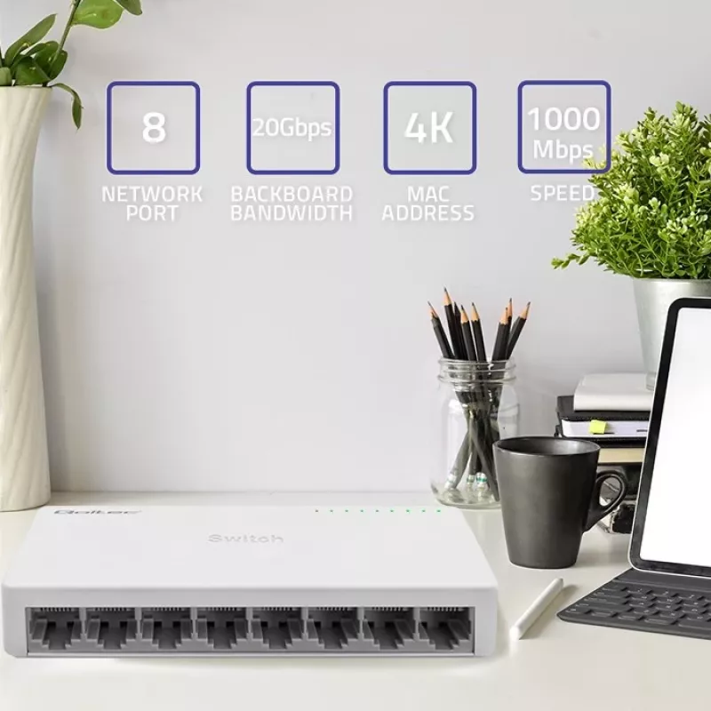 Qoltec tinklo jungiklis 8xRJ45 1000Mbps LAN