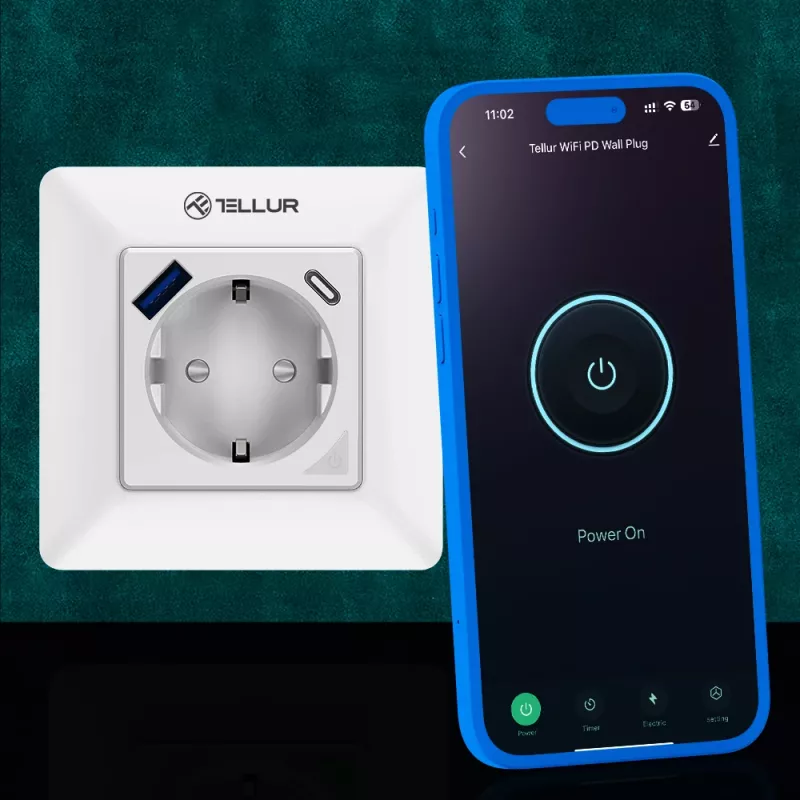 Išmanusis WiFi kištukinis lizdas Tellur TLL331531 — 3600W 16A, nuotolinis valdymas