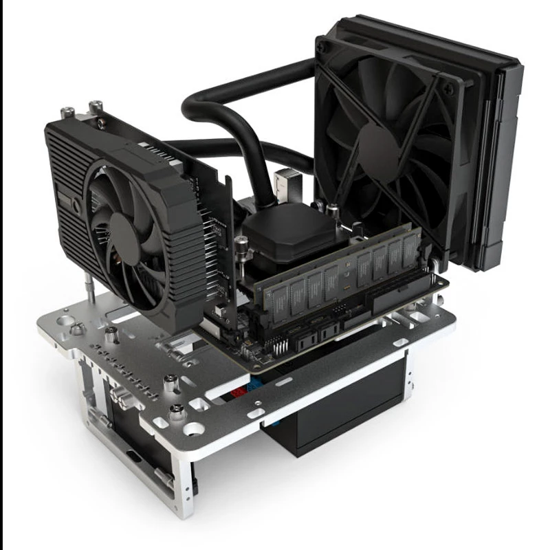 Mini benchtable korpusas Streacom BC1 Mini V2 sidabrinis – atviro rėmo važiuoklė