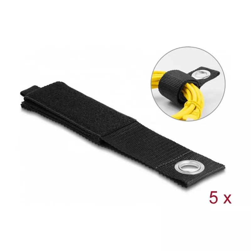 DeLOCK Heavy-duty Hook-and-loop strap 508x50mm juoda 5 vnt.