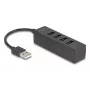 USB šakotuvas DeLOCK 64334 Type-A 480 Mbit/s Juodas