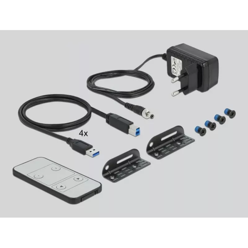KVM jungiklis DeLOCK 11484 4 kompiuteriams, DisplayPort, HDMI, juodas