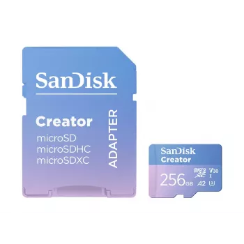SanDisk Creator microSDXC UHS-I atminties kortelė 256GB, didelis greitis iki 190 MB/s