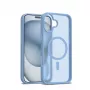 Crong Hybrid Matte Magnetic dėklas iPhone 17 — permatoma mėlyna, PC+TPU