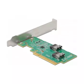 DeLOCK PCI Express 4.0 x8 plokštė su 2 vidiniais SFF-8654 4i NVMe prievadais, žemo profilio