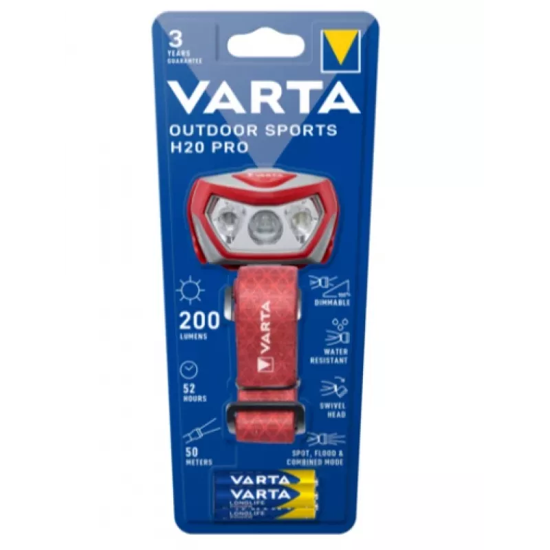 Galvos žibintuvėlis Varta Outdoor Sports H20 Pro pilka raudona