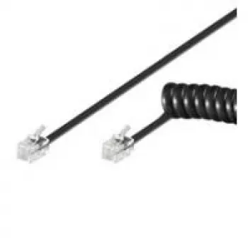 Wentronic Goobay Telefono ragelio spiralinis laidas CCA (varinis aliuminis), juodas, 7 m - RJ10 kištukas (4P4C) prie RJ10 kištuko (4P4C) (68003)