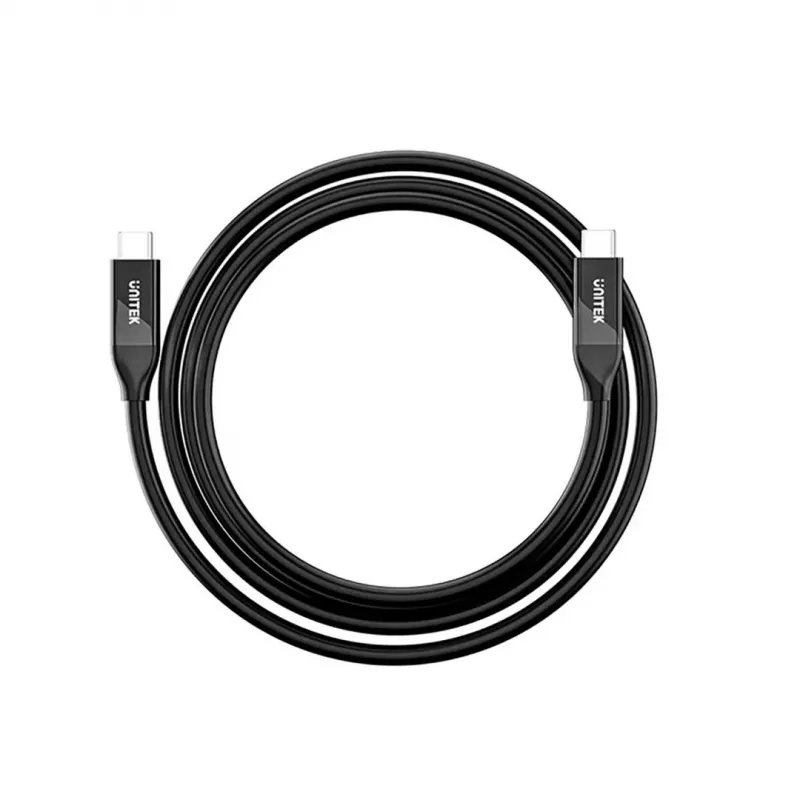 USB-C kabelis Unitek C14100ABK01-2M — 2 m, 100 W galios perdavimas, 40 Gbps duomenų perdavimas