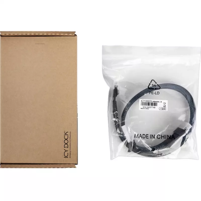 ICY DOCK - MB4026L-B - SlimSAS 4i SFF-8654 į OCuLink 4i SFF-8611 laidas – 0,5 m