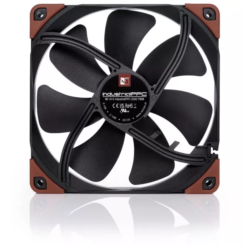 Ventiliatorius Noctua NF-A14 INDUSTRIALPPC-2000 PWM, 140x25 mm, 12V, PWM, 500–2000 RPM, 182,5 m³/h, IP52, SSO guolis