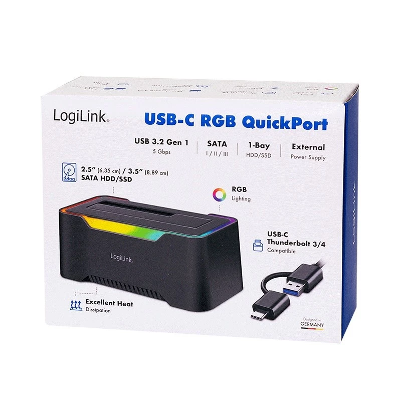 LogiLink HDD dokavimo stotelė Quickport USB 3.2 1 prievadas 2,5/3,5 SATA (QP0035)