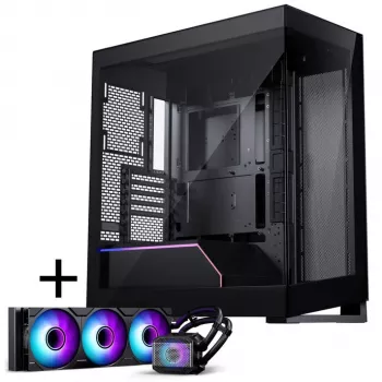 PHANTEKS NV-Serie NV5 MK2 ATX korpusas, grūdintas stiklas, DRGB - Satin Black + Glacier One 360M25 Gen2 DRGB AiO skysčio aušinimas - 360mm