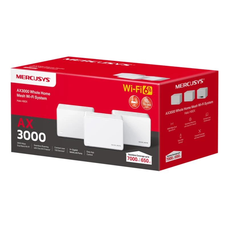 Mercusys Halo H80X (3 vnt.) belaidis maršrutizatorius Wi-Fi 6 tinklo sistema