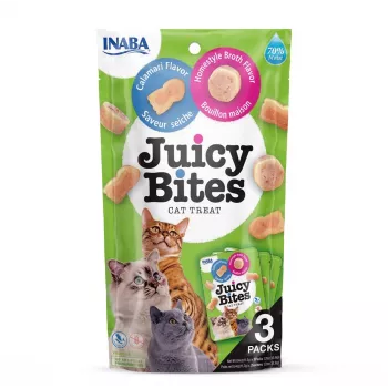 INABA Juicy Bites Homestyle sultinys su kalmaru – skanėstai katėms – 3x11,3 g