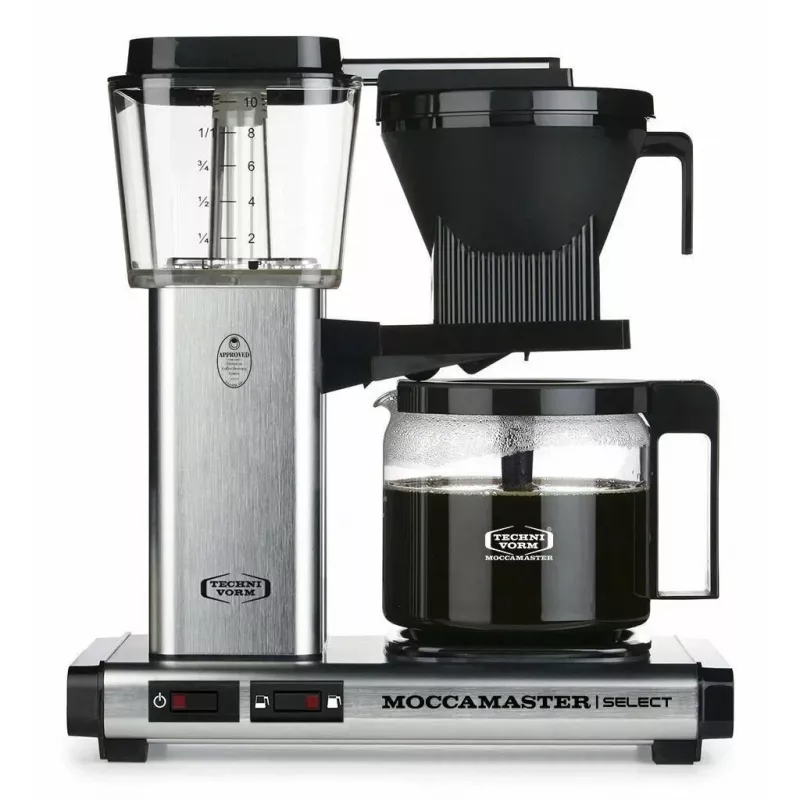 Lašelinė kavos virimo aparatas MOCCAMASTER KBG 741 — 1,25 L vandens bakas, 10 puodelių ąsotis, 1520 W, nerūdijantis plienas/juoda