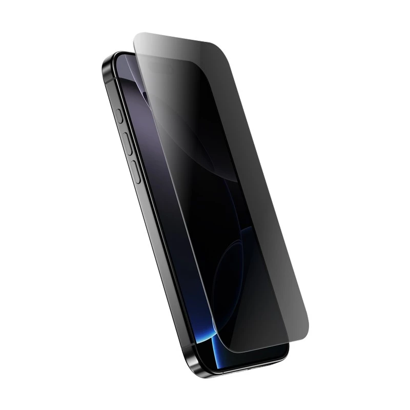 Apsauginis grūdintas stiklas Crong su privatumo filtru iPhone 16 Pro – antirefleksinis, atsparus įbrėžimams