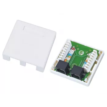 Jungtis Alantec GN002 2×RJ45 motina–motina balta tiesi plastikinė