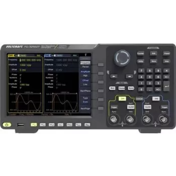 VOLTCRAFT FG-32502T funkcijų generatorius, maitinamas iš tinklo, 1 µHz – 250 MHz, 2 kanalai, savavališka forma, triukšmas, impulsas, stačiakampis, sinusas, trikampis