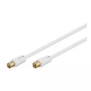 Wentronic Goobay anteninis jungiamasis kabelis, 100% ekranuotas, auksuotas, baltas, 1,5 m - Coax kištukas Koax lizdas (67282)