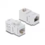 Delock 90713 Keystone modulio sujungėjas RJ45 lizdas–lizdas, Cat.6A, 90° kampu, plastikinis, UTP, baltas