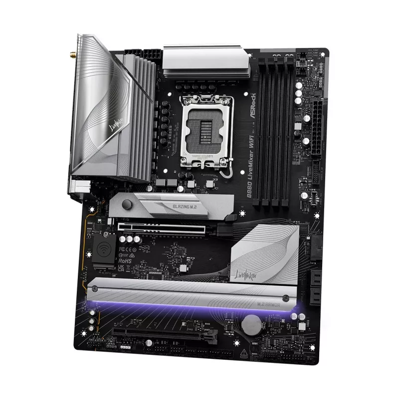 Motininė plokštė ASRock B860 LiveMixer WiFi – Intel B860, LGA 1851, ATX, DDR5, 4 DIMM, Wi‑Fi 6E, 2.5Gb LAN