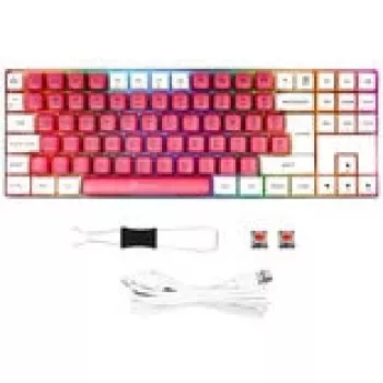 Mechaninė žaidimų klaviatūra GAMIAC TKL90G su Kailh Red jungikliais, tenkeyless, balta/raudona