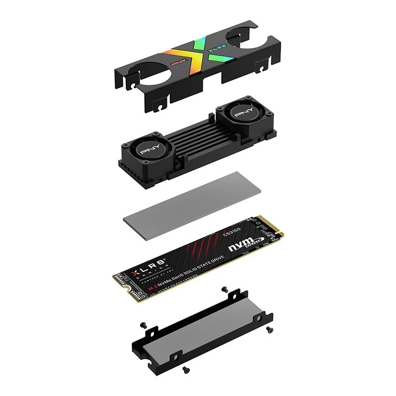 PNY XLR8 CS3150 1 TB M.2 2280 NVMe SSD diskas, PCIe 5.0, su radiatoriumi